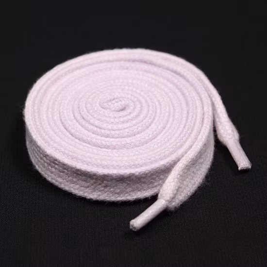 Lacet de chaussure plat personnalisé blanc avec embouts en plastique